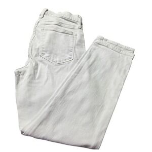 J.Crew Essential Straight Jeans White High Rise Button Fly Size 26 Womens
